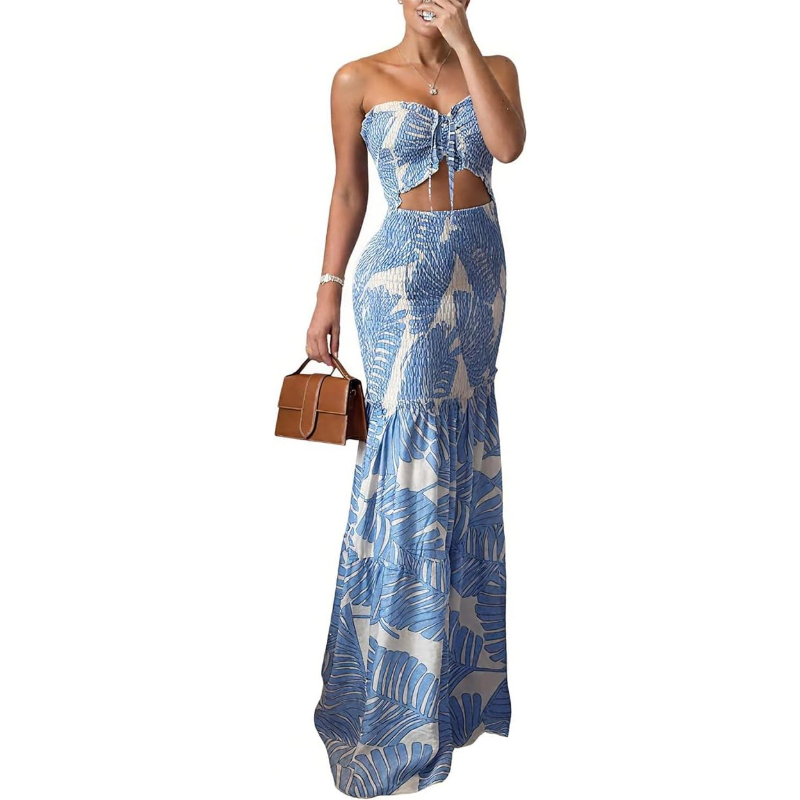 Maxi Dress Halter - CHICME Floral Vacation Dress Halter Tie
