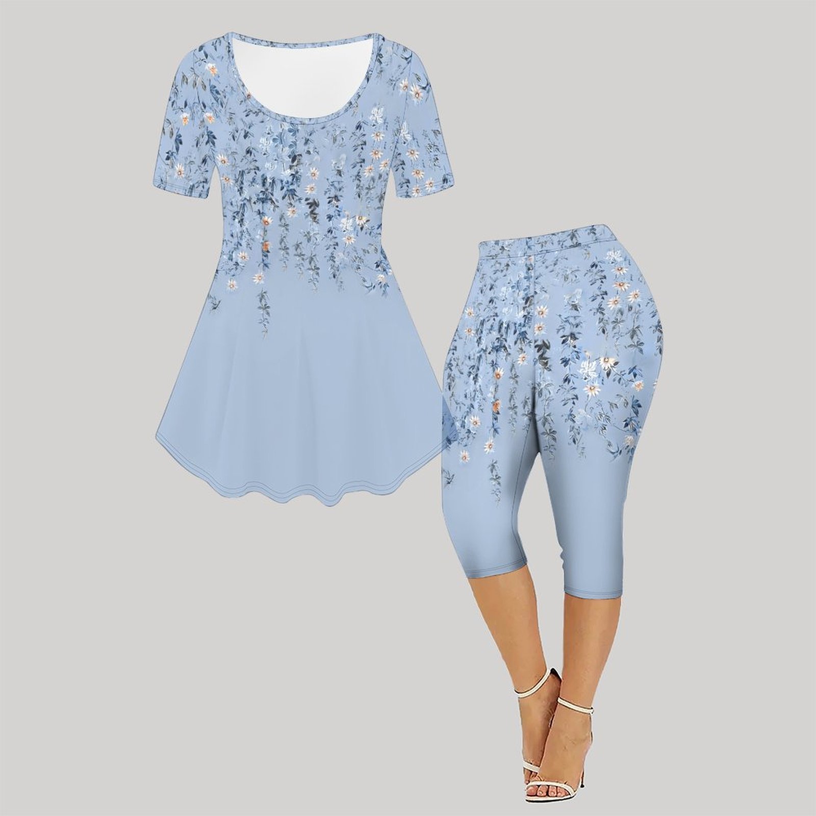 2pcs Vintage Print Two Piece S - đánh giá và giá Romper Floral Print