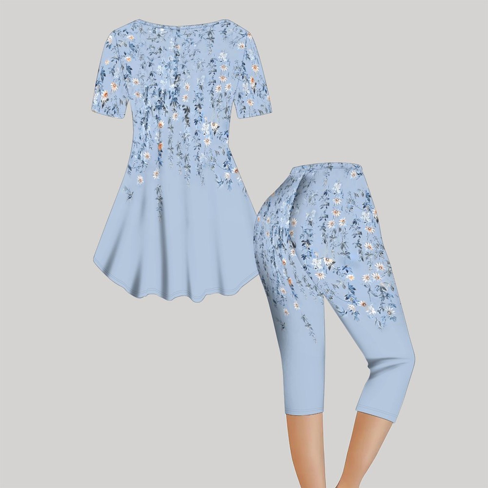 2pcs Vintage Print Two Piece S - đánh giá và giá Romper Floral Print