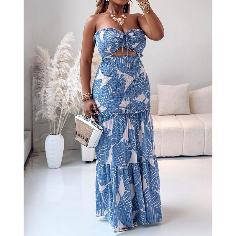 CHICME Floral Vacation Dress H - đánh giá và giá Maxi Dress Halter